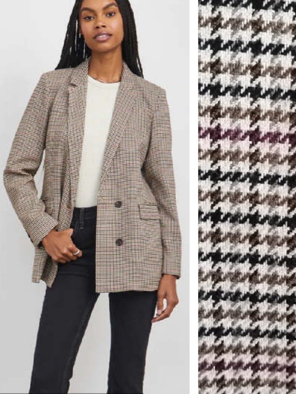 Rails Jac Cambridge Plaid Double Breasted Houndstooth Blazer 70s Academia Small